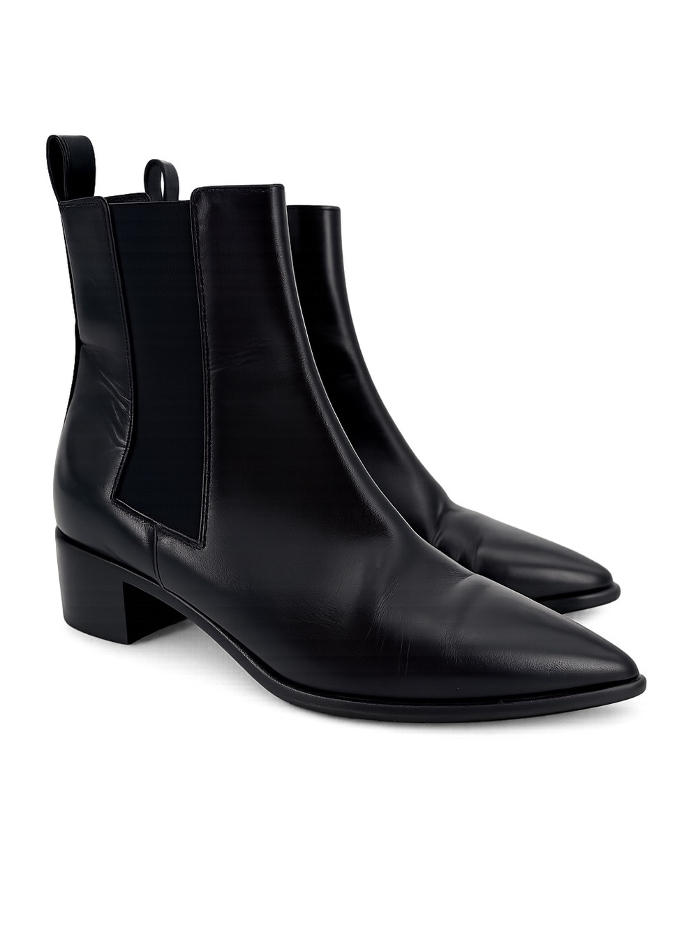 Aeyde Lou Black Italian Leather Pointed Chelsea Ankle Boots 40